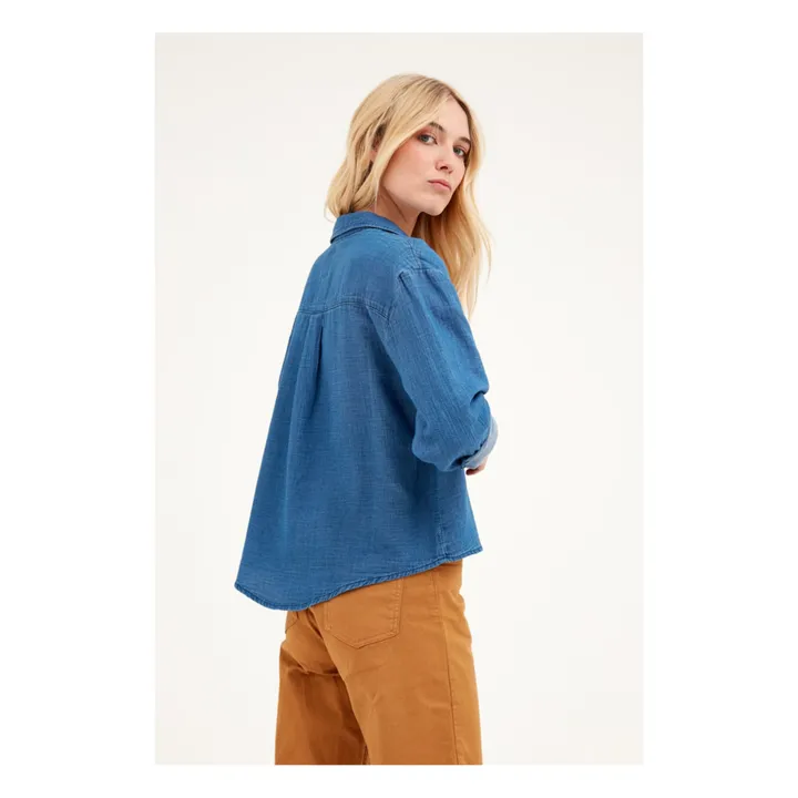 Camisa de gasa de algodón Daisy | Azul índigo- Imagen del producto n°2