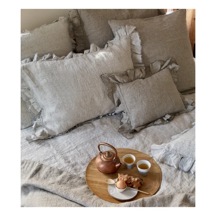 Taie d'oreiller Boho en Lin Lavé shaker | Stone- Image produit n°1