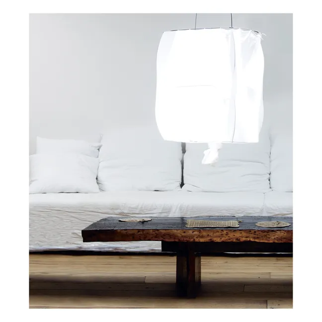 Lampada Koushi in metallo e cotone | Bianco