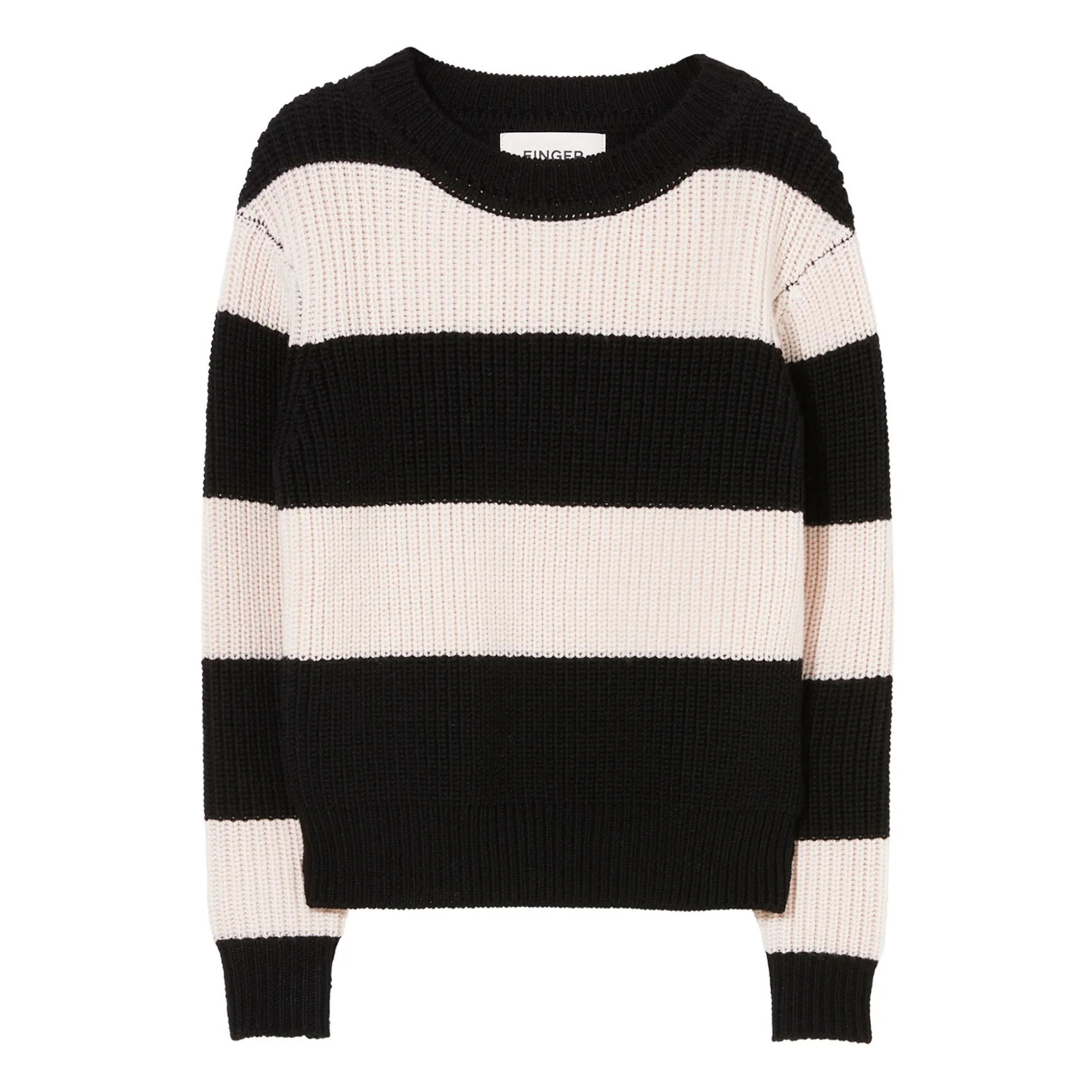 Finger In The Nose Unisex Noir/Blanc Michel Merino Wool Jumper