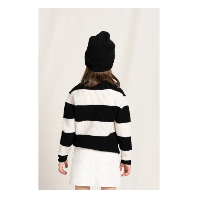 Pull in lana merino, modello: Michel | Noir/Blanc