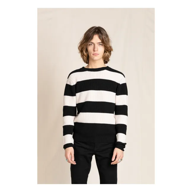 Pull in lana merino, modello: Michel | Noir/Blanc