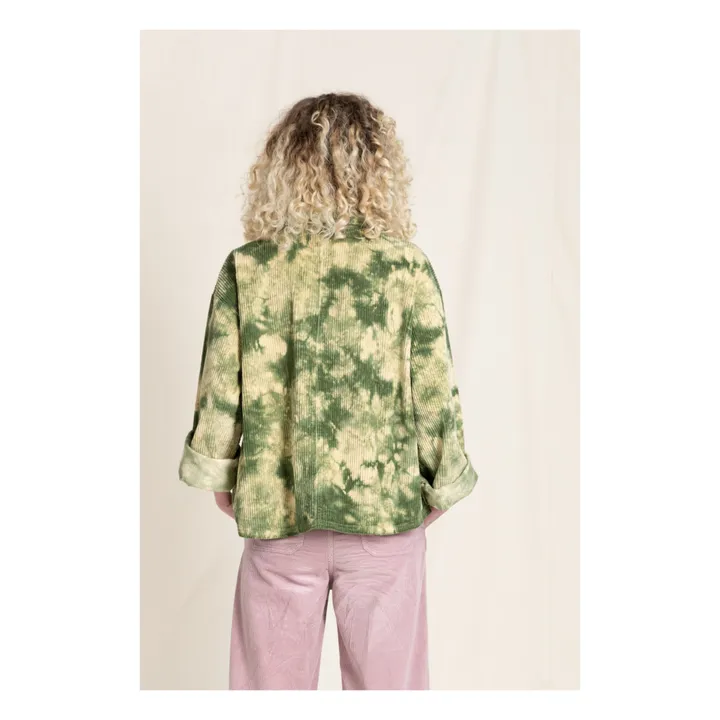 Camicia in velluto, a costine, modello: Magali | Verde militare- Immagine del prodotto n°4