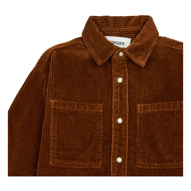 Camicia in velluto, a costine, modello: Magali | Rosso mattone