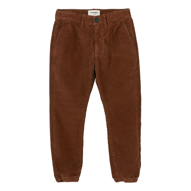 Skater Elastic Waist Corduroy Chino Trousers | Brown