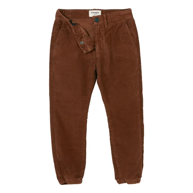 Skater Elastic Waist Corduroy Chino Trousers | Brown