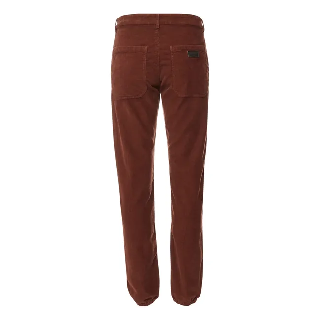 Skater Elastic Waist Corduroy Chino Trousers | Brown