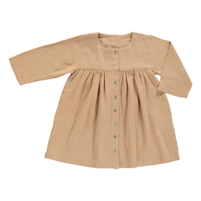 Aubepine Double Cotton Muslin Dress | Camel