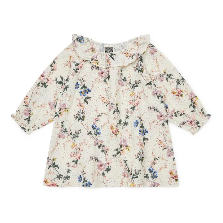 Damour Floral Cotton Muslin Dress | Ecru- Product image n°0