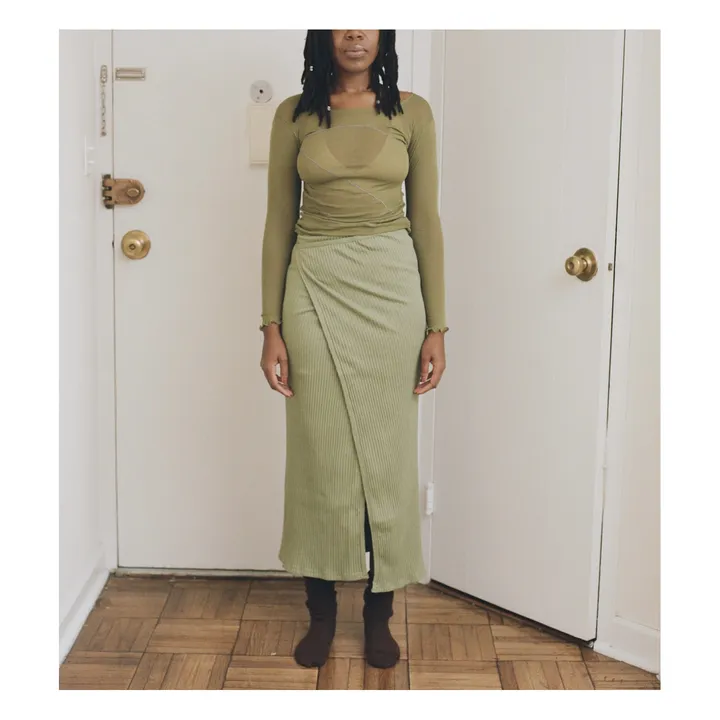 baserange brigスカート　green contrast Baserange - Brig Ribbed Skirt - Green | Smallable