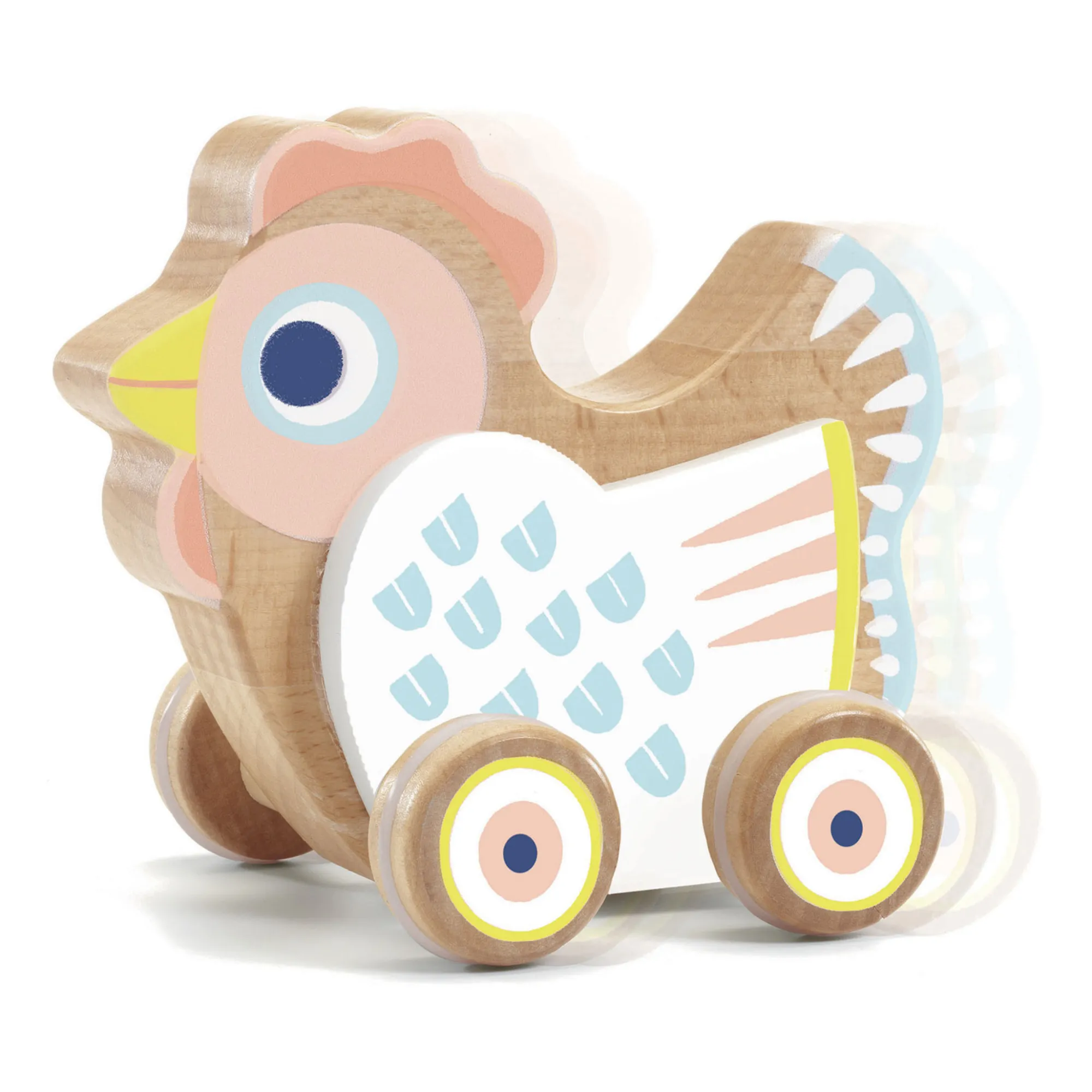 Djeco Multicoloured Musical Hen Push Toy
