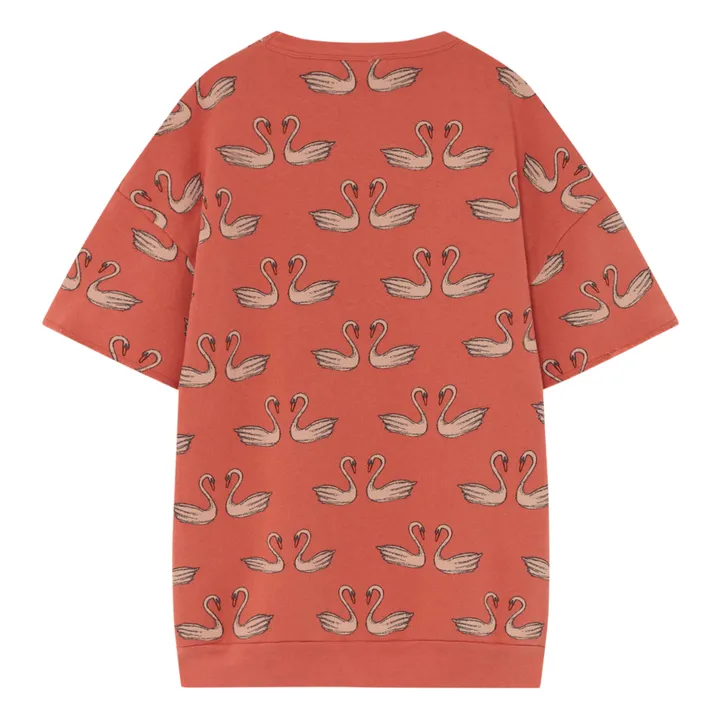 Vestito in mollettone, motivo: cigni, modello: Whale | Sbiadito red- Immagine del prodotto n°1