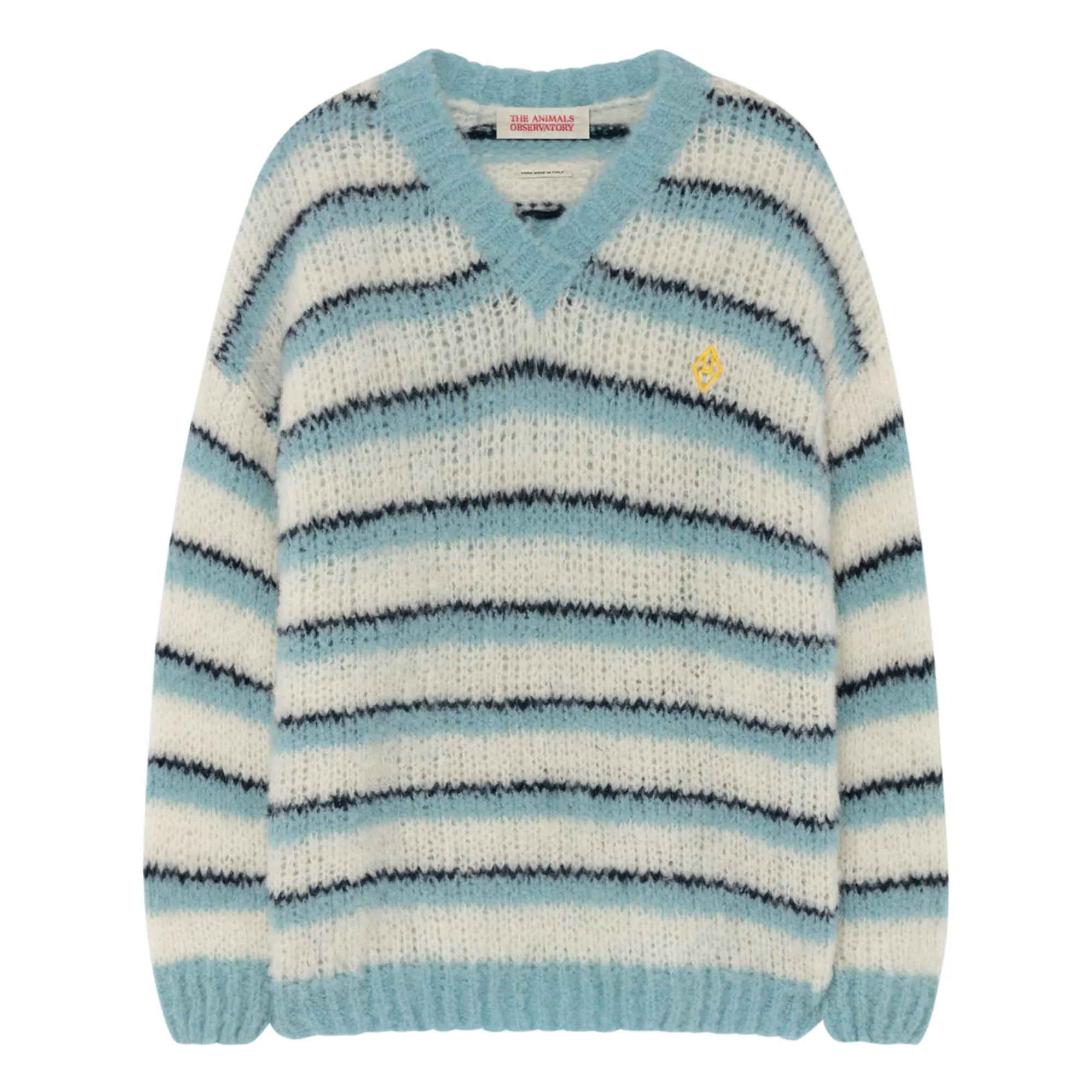 The Animals Observatory Light Blue Toucan Striped Woollen Jumper