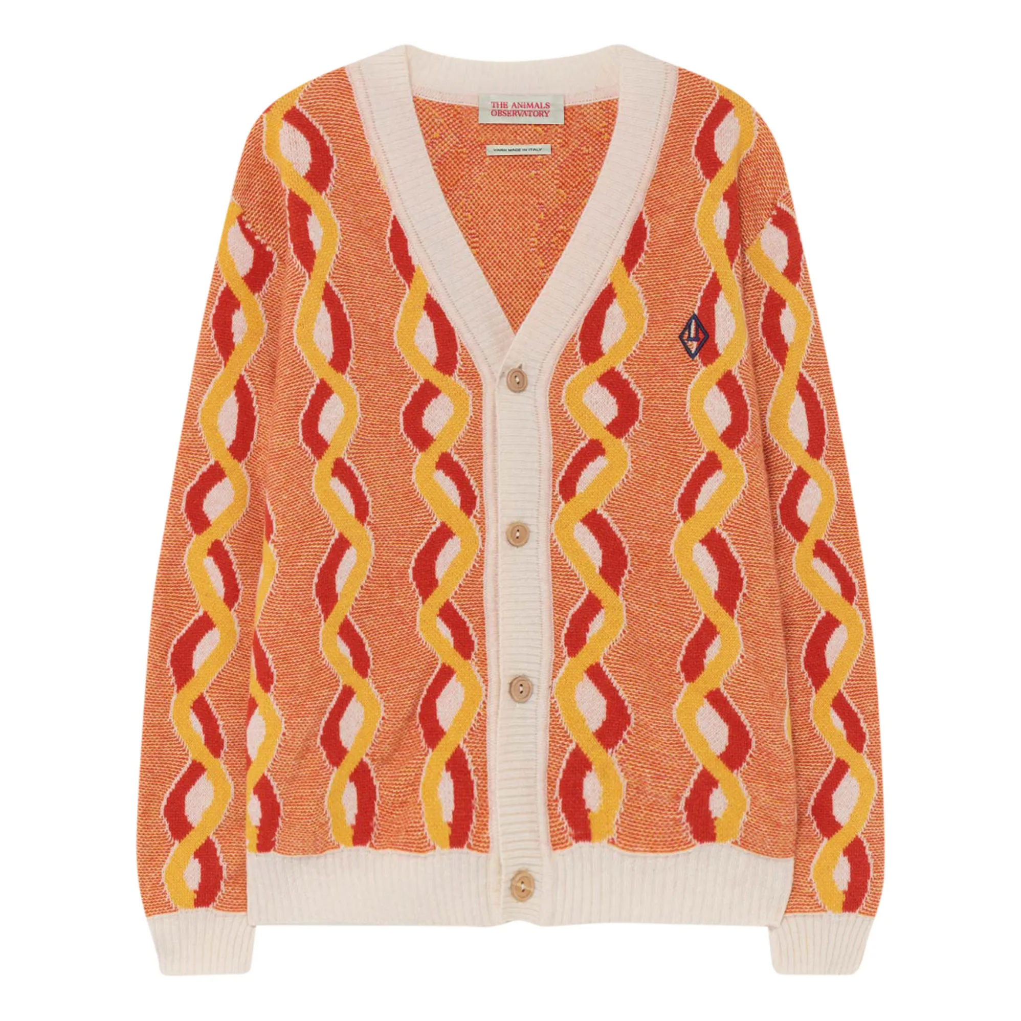 The Animals Observatory Orange Racoon Wool And Cashmere Braid Cardigan