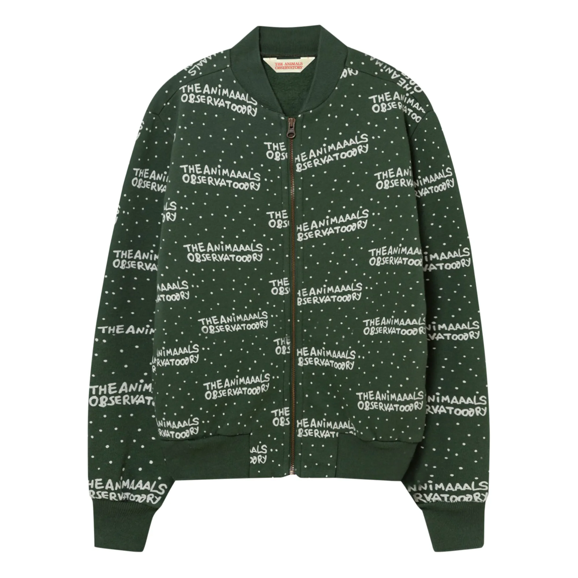 The Animals Observatory Dark Green Zebra Zip-Up Sweatshirt
