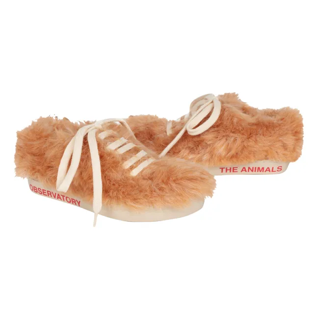 Sneakers Schnürsenkel Fellimitat Bunny | Kamelbraun