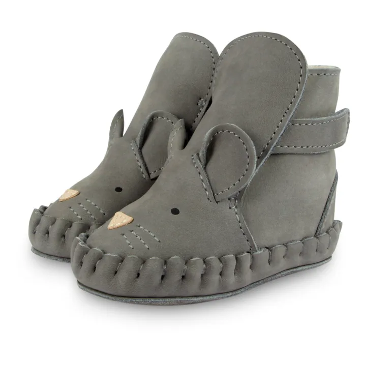 Pantofoline imbottite, modello: Classic, motivo: topo | Grigio- Immagine del prodotto n°0