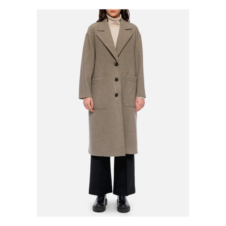 Cappotto lungo, in lana bollita | Beige color naturale- Immagine del prodotto n°1