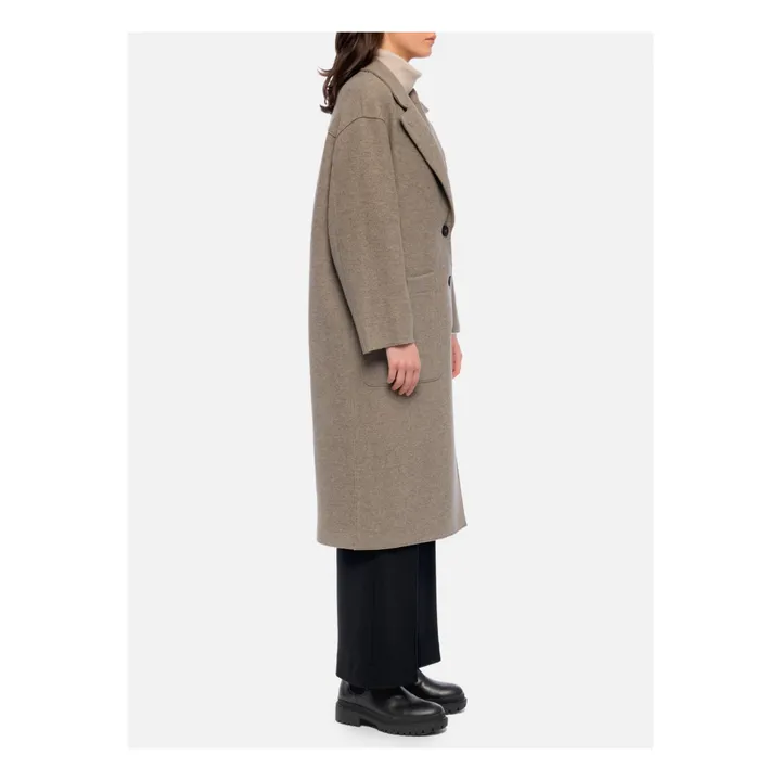 Cappotto lungo, in lana bollita | Beige color naturale- Immagine del prodotto n°2
