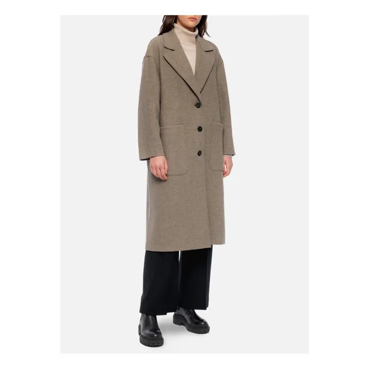 Cappotto lungo, in lana bollita | Beige color naturale- Immagine del prodotto n°4