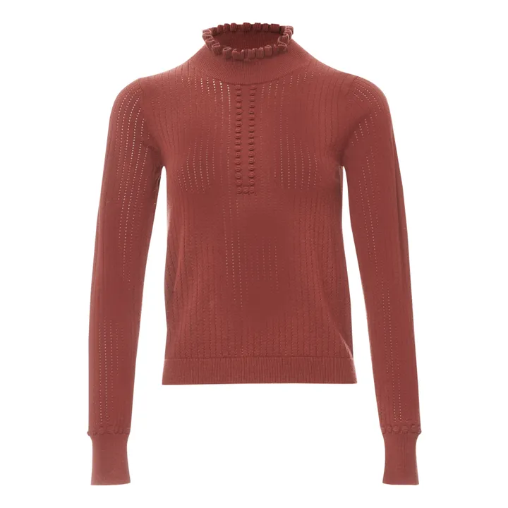 Jersey de lana Pointelle | Burdeos- Imagen del producto n°0