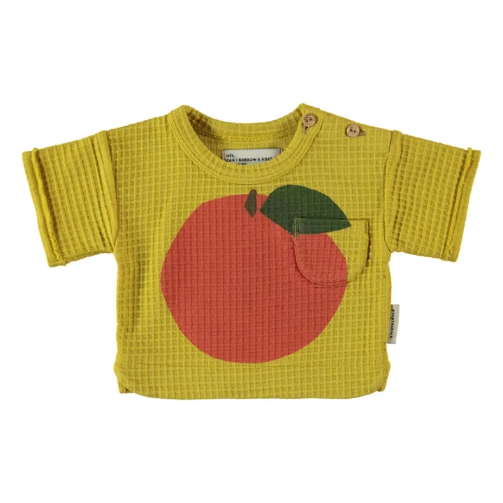 T-shirt Poche Pêche Coton Bio | Jaune moutarde- Image produit n°0