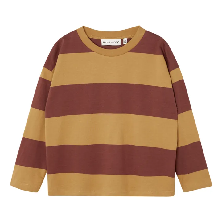 Striped Organic Cotton T-shirt | Camel- Product image n°0