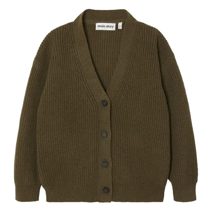 Oversized Woollen Cardigan | Olive green- Product image n°0
