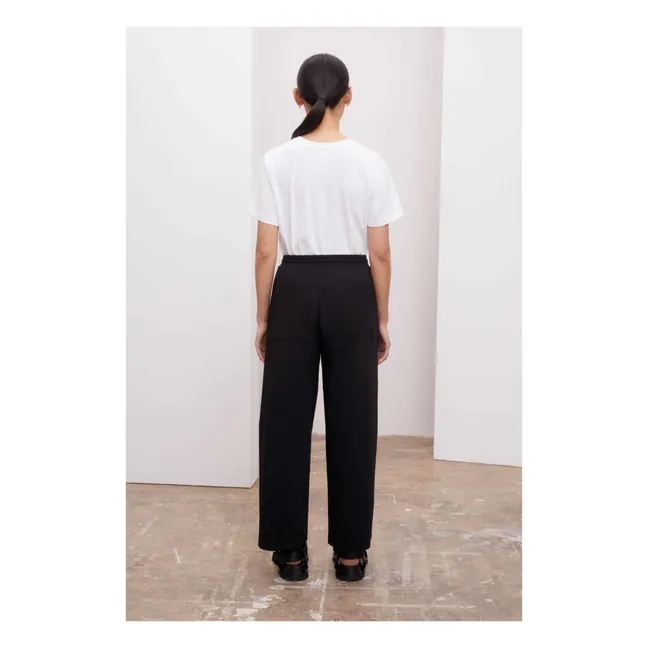 Wide Organic Cotton Trousers | Black
