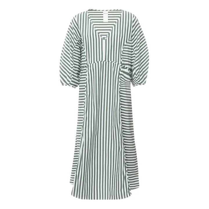 Kleid Sculptured Streifen Bio-Baumwolle | Grün- Produktbild Nr. 0