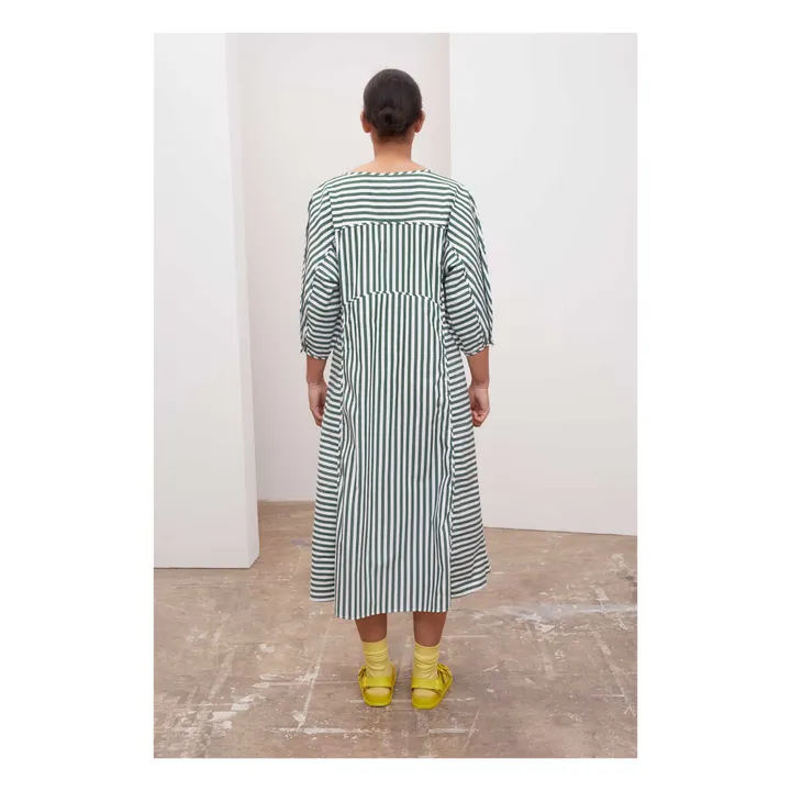Kleid Sculptured Streifen Bio-Baumwolle | Grün- Produktbild Nr. 3