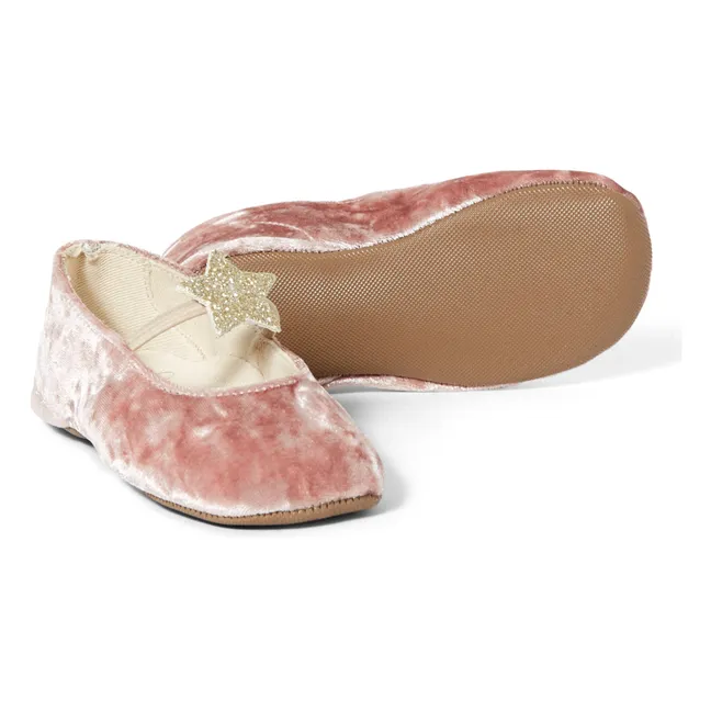 Chaussons Velours Etoile | Rose