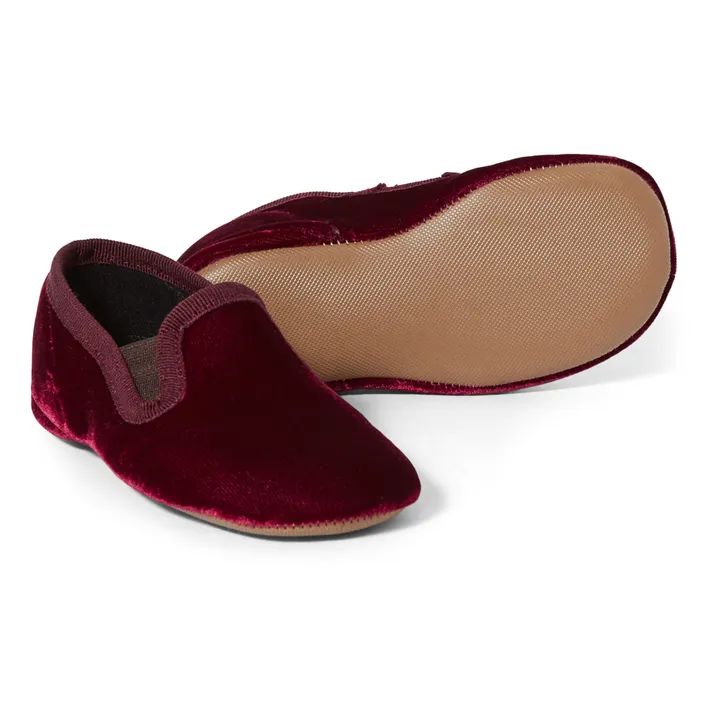 Velvet Elastic Slippers | Burgundy- Product image n°2
