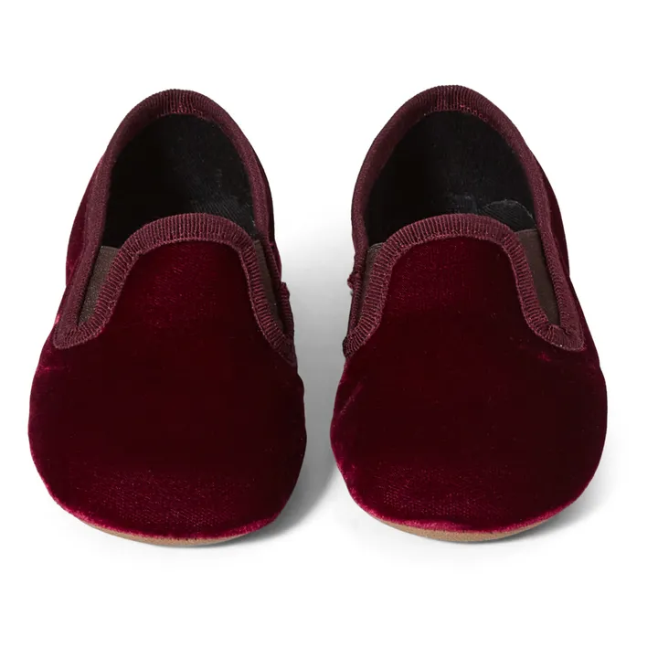 Velvet Elastic Slippers | Burgundy- Product image n°3