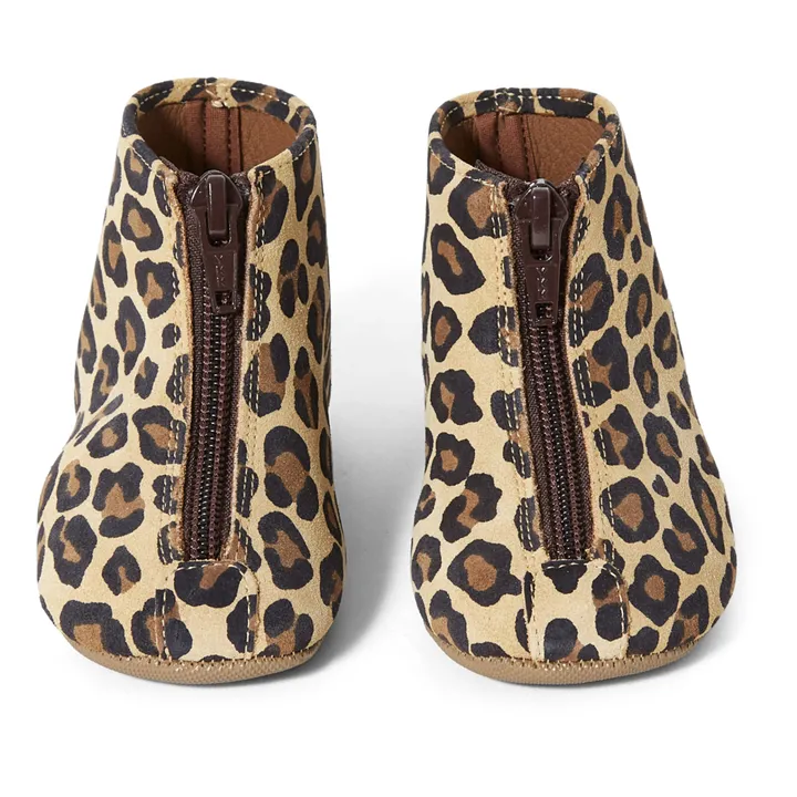 Pantofoline con zip, Nubuck, motivo: leopardato | Beige- Immagine del prodotto n°3