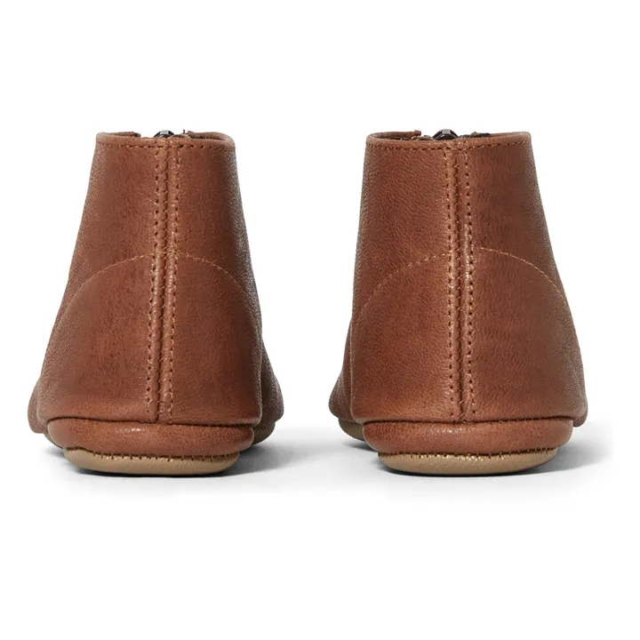 Zip-Up Leather Booties | Camel- Product image n°4