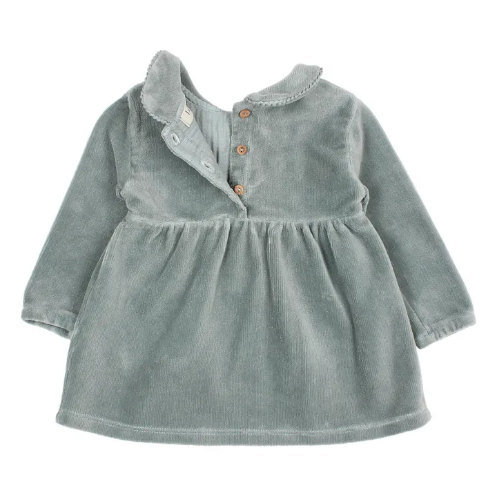 Organic Cotton Velvet Dress | Grey blue- Product image n°2