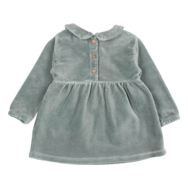Organic Cotton Velvet Dress | Grey blue- Product image n°3