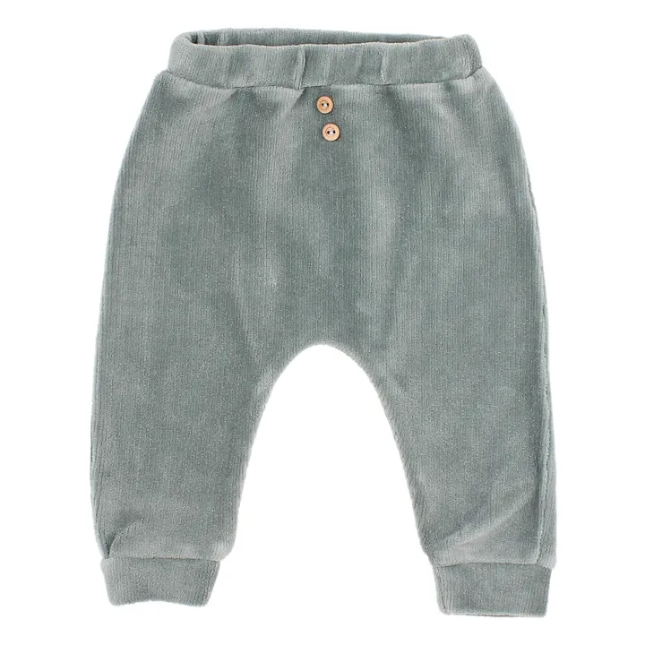 Pantalón sarouel de terciopelo de algodón orgánico | Azul Gris- Imagen del producto n°0