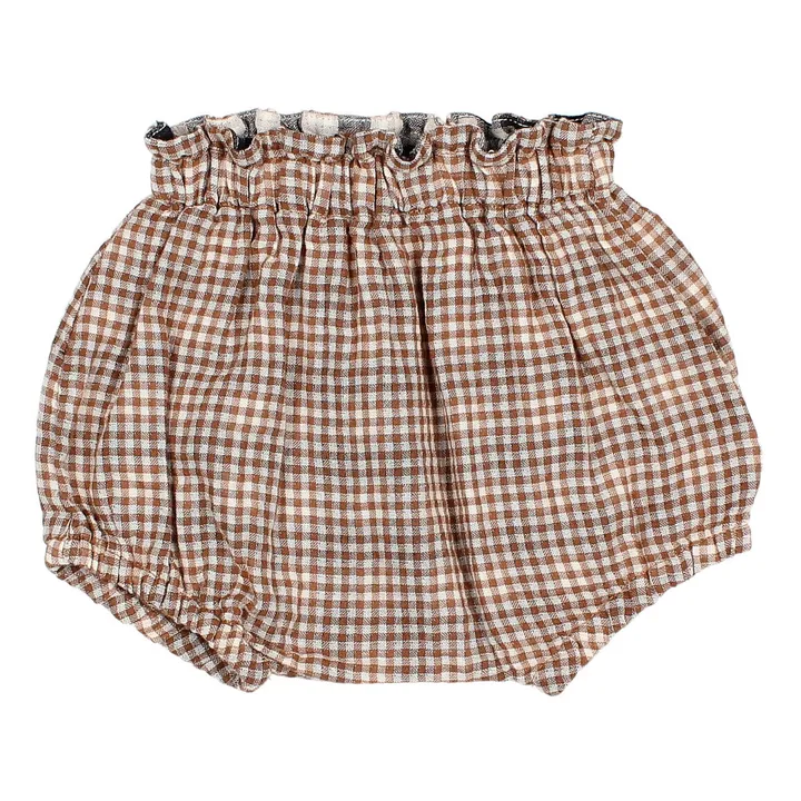 Organic Cotton Muslin Vichy Bloomers | Camel- Product image n°0