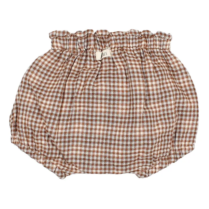 Organic Cotton Muslin Vichy Bloomers | Camel- Product image n°1