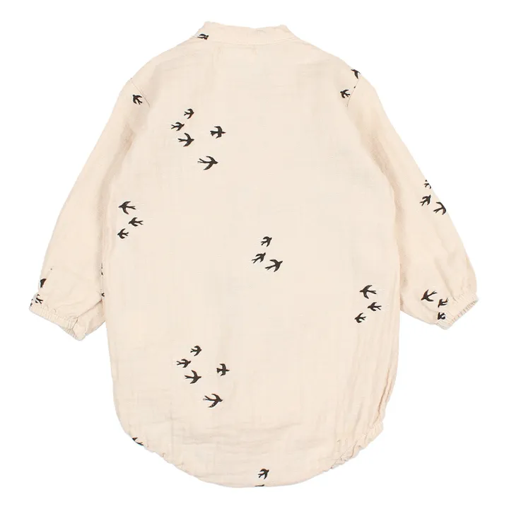 Organic Cotton Muslin Bird Romper | Ecru- Product image n°1