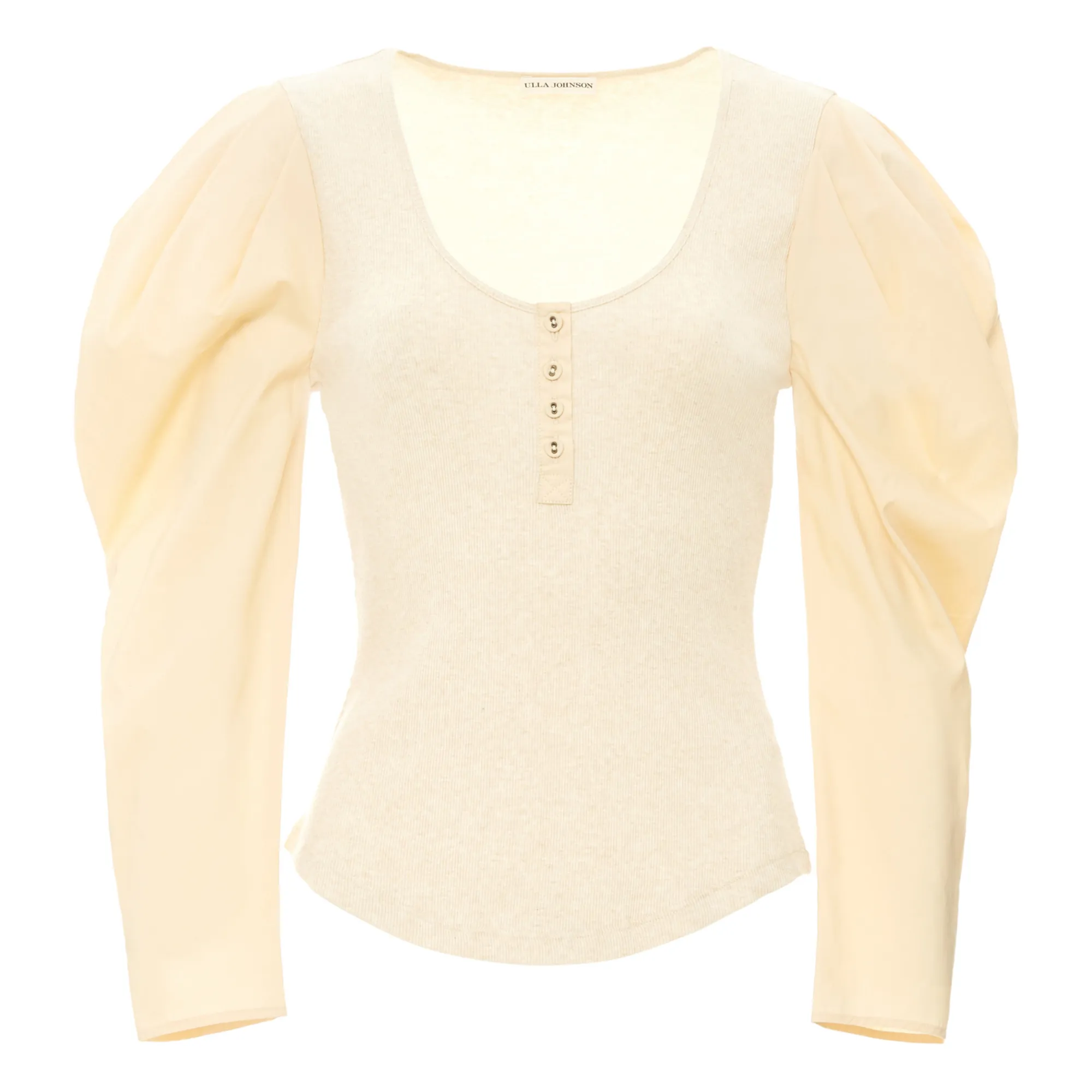 Ulla Johnson Beige Joanne Ribbed Jersey Poplin Top