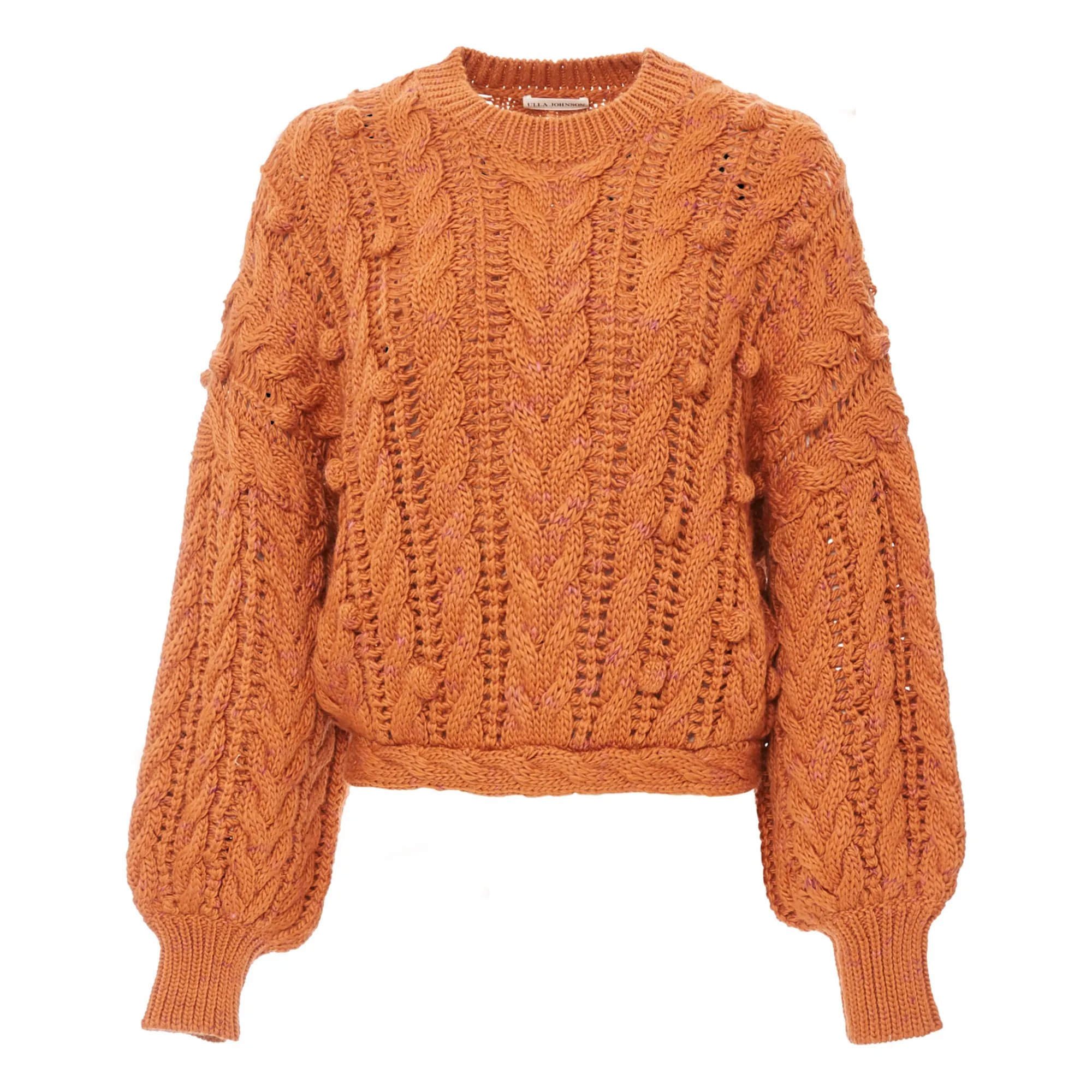 Ulla Johnson Orange Caterina Bubble Merino Wool And Baby Lama Jumper