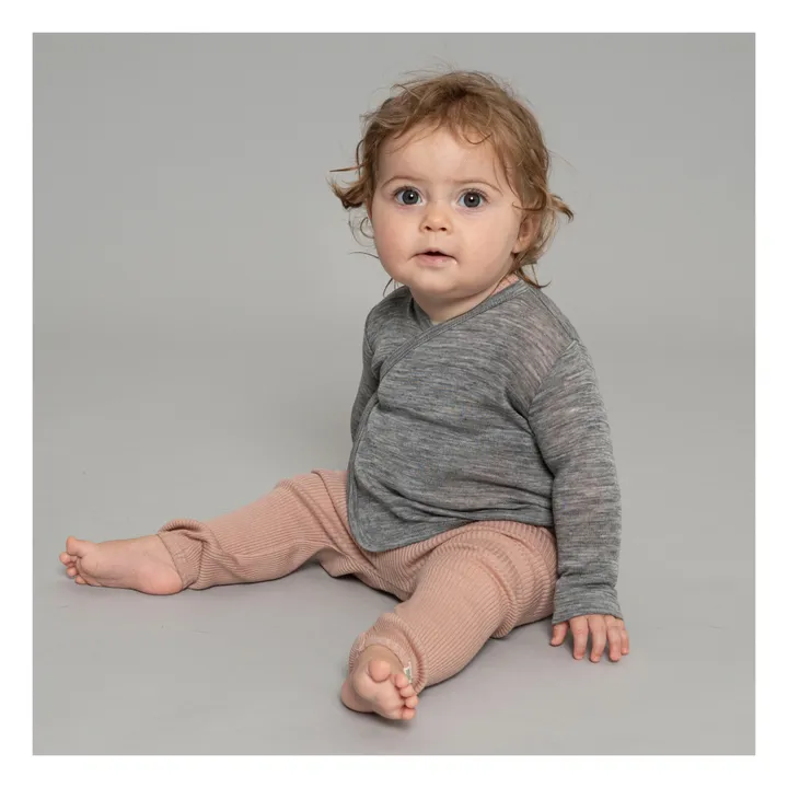 Also Seamless Merino Wool Cross Over Newborn Cardigan | Grey- Product image n°1
