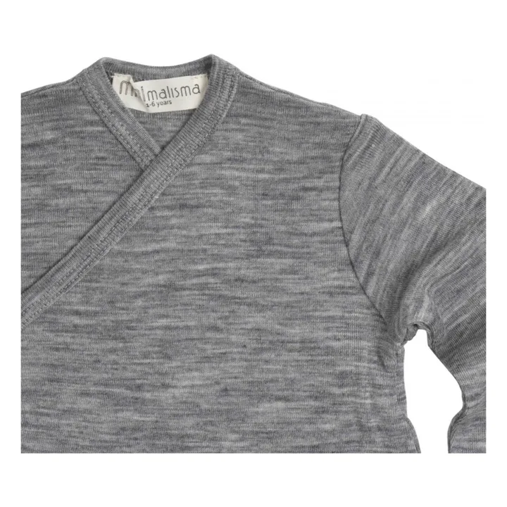 Also Seamless Merino Wool Cross Over Newborn Cardigan | Grey- Product image n°2