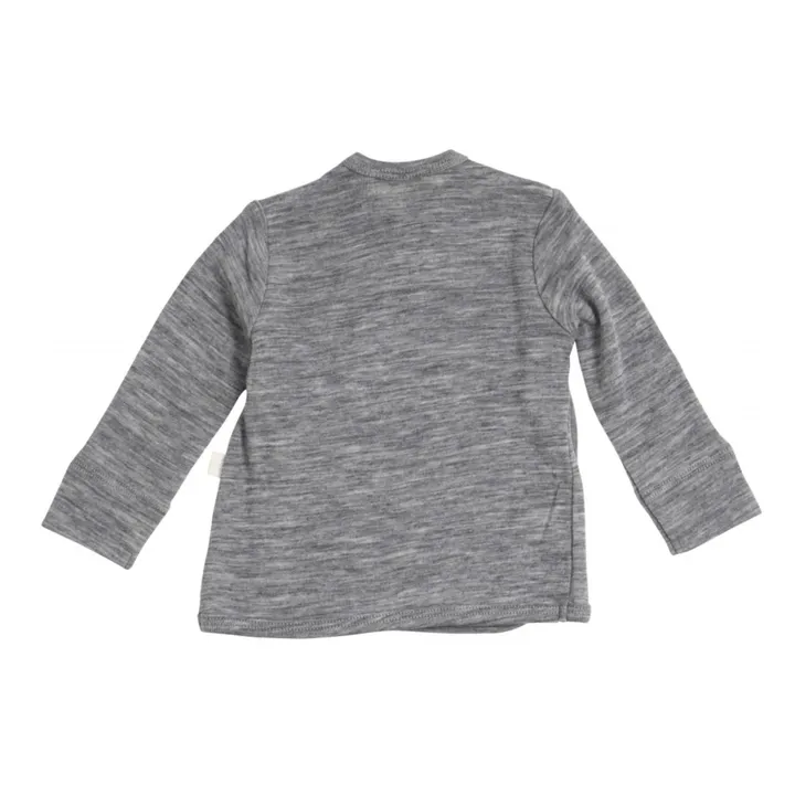Also Seamless Merino Wool Cross Over Newborn Cardigan | Grey- Product image n°4