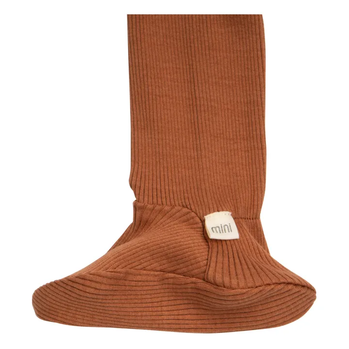 Leggings con pies Bamse de seda y algodón | Camel- Imagen del producto n°2