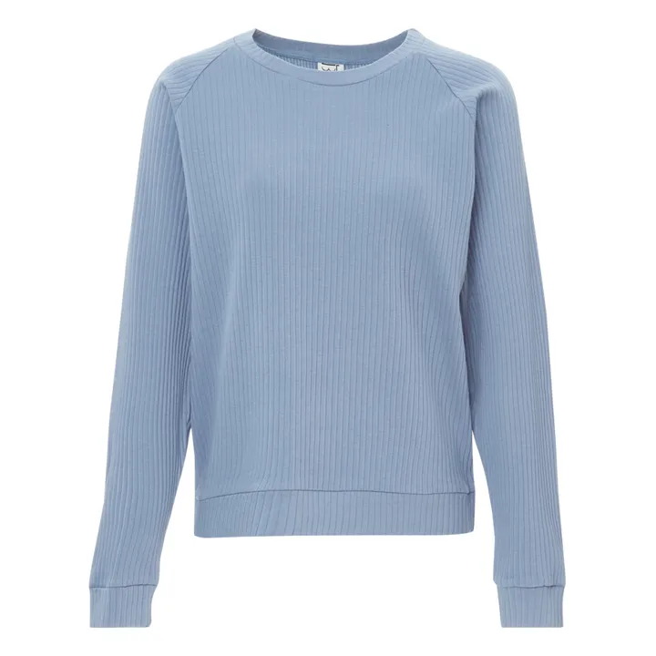 Basic Ribbed Sweatshirt | Blue- Product image n°0