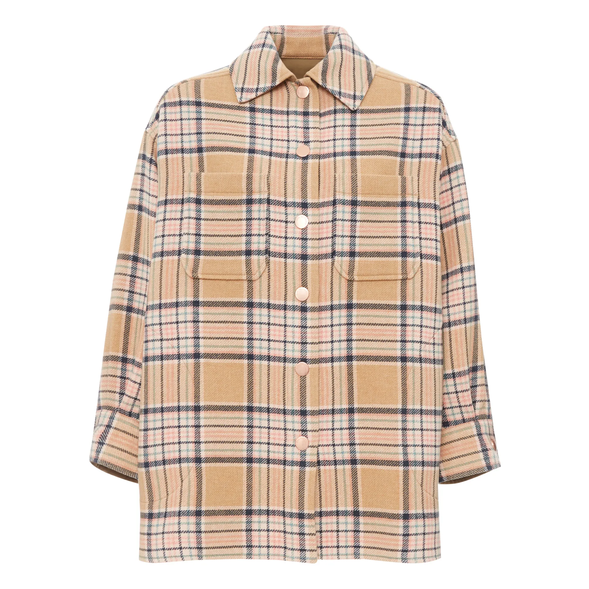 See By Chloé Beige Checked Woollen Coat